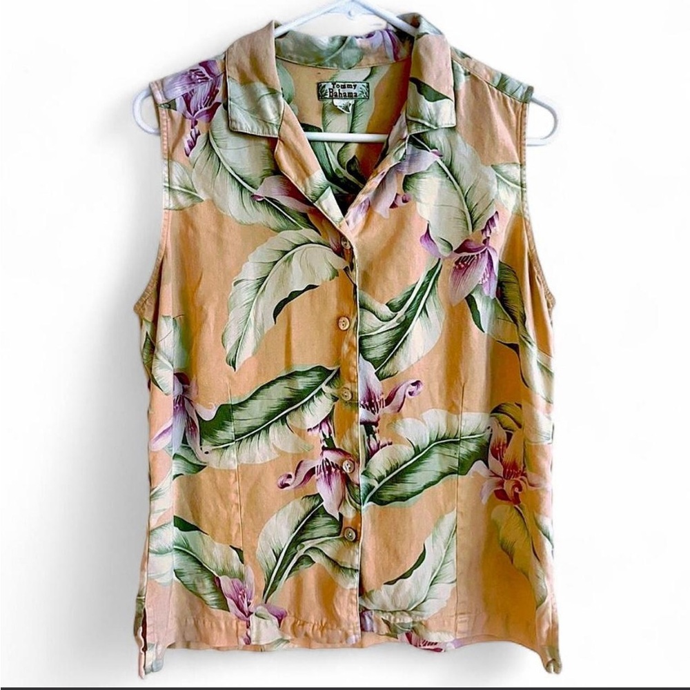 Tommy Bahama 90s aloha shirt tank top sleeveless size L